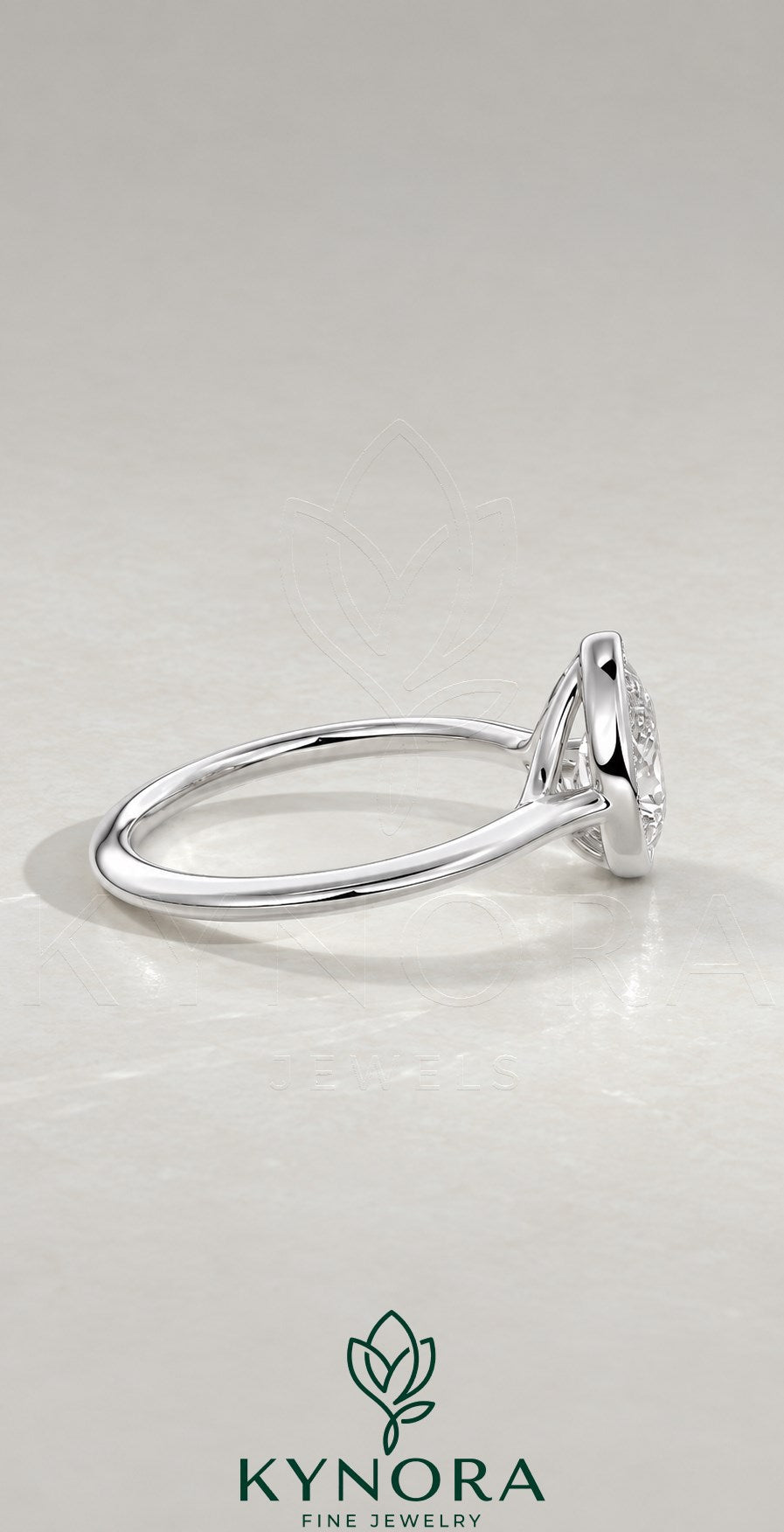 Vintage Pear Moissanite Milgrain Bezel Engagement Ring in 925 Silver
