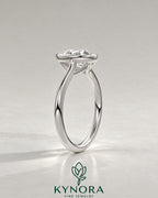 Vintage Pear Moissanite Milgrain Bezel Engagement Ring in 925 Silver
