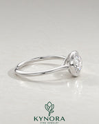 Vintage Round Moissanite Milgrain Bezel Engagement Ring in 925 Silver