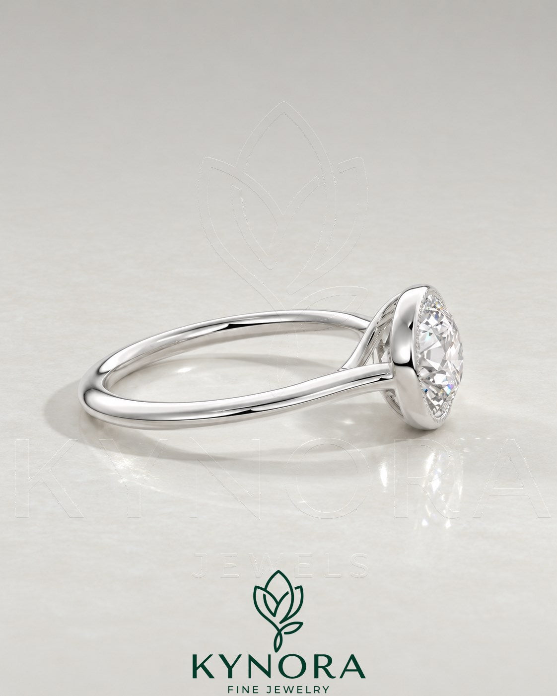 Vintage Round Moissanite Milgrain Bezel Engagement Ring in 925 Silver