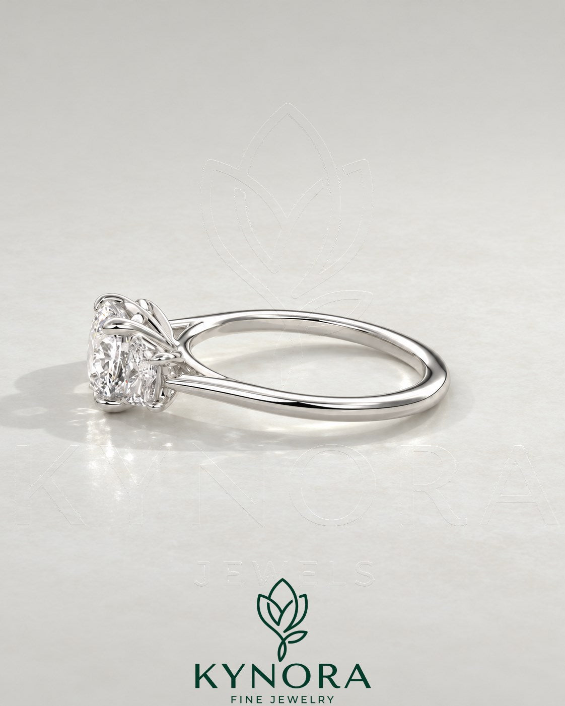 Cushion Cut Moissanite 3-Stone Engagement Ring in 925 Silver