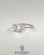 Cushion Cut Moissanite 3-Stone Engagement Ring in 925 Silver