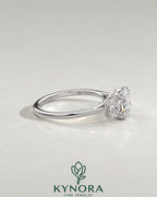 Cushion Cut Moissanite 3-Stone Engagement Ring in 925 Silver