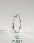Cushion Cut Moissanite 3-Stone Engagement Ring in 925 Silver