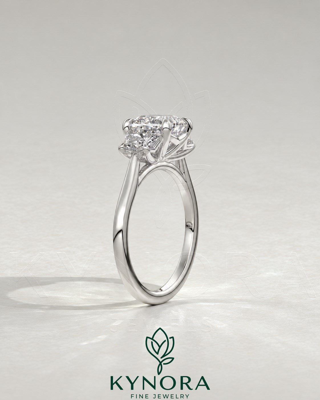 Cushion Cut Moissanite 3-Stone Engagement Ring in 925 Silver