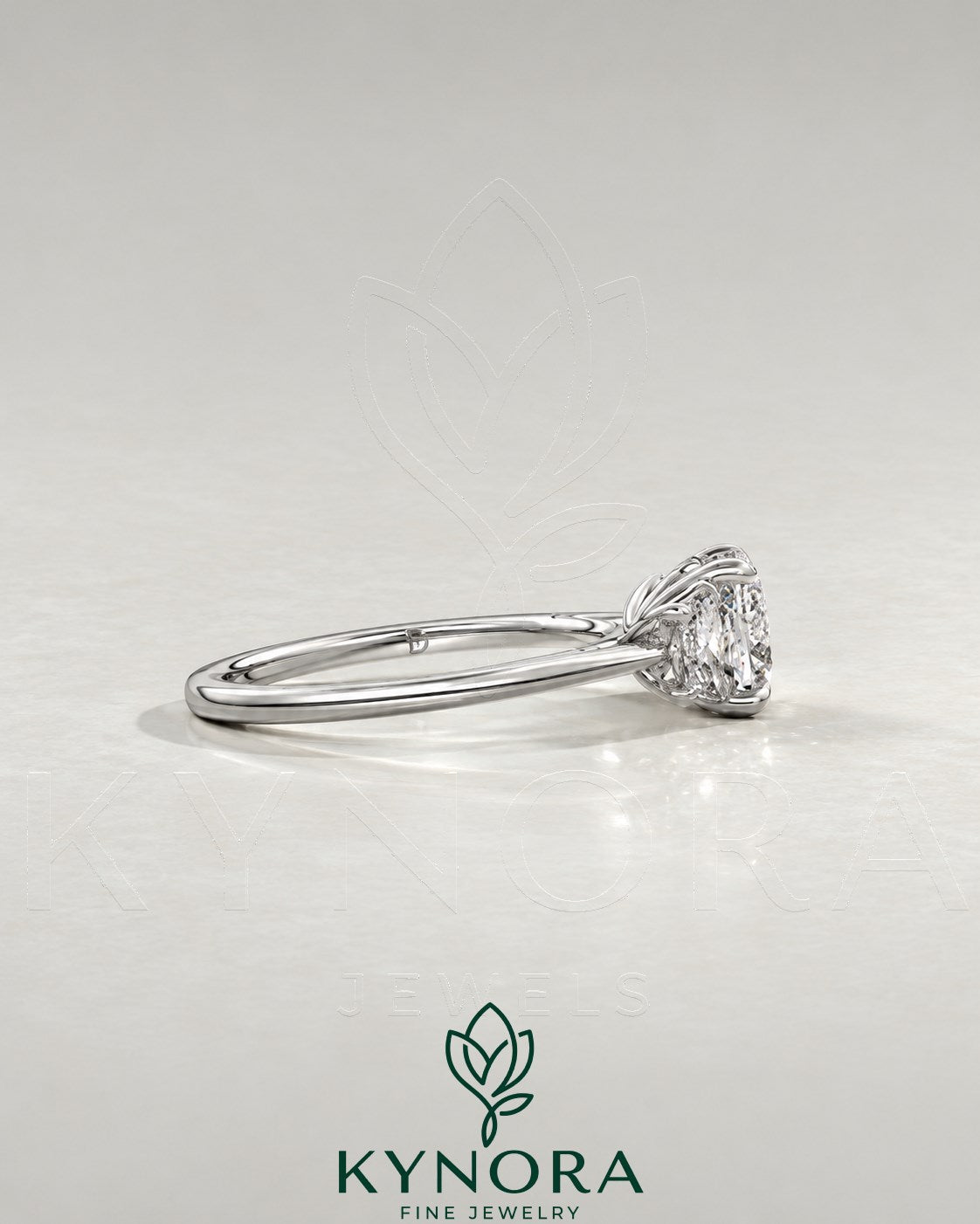 Cushion Cut Moissanite 3-Stone Engagement Ring in 925 Silver