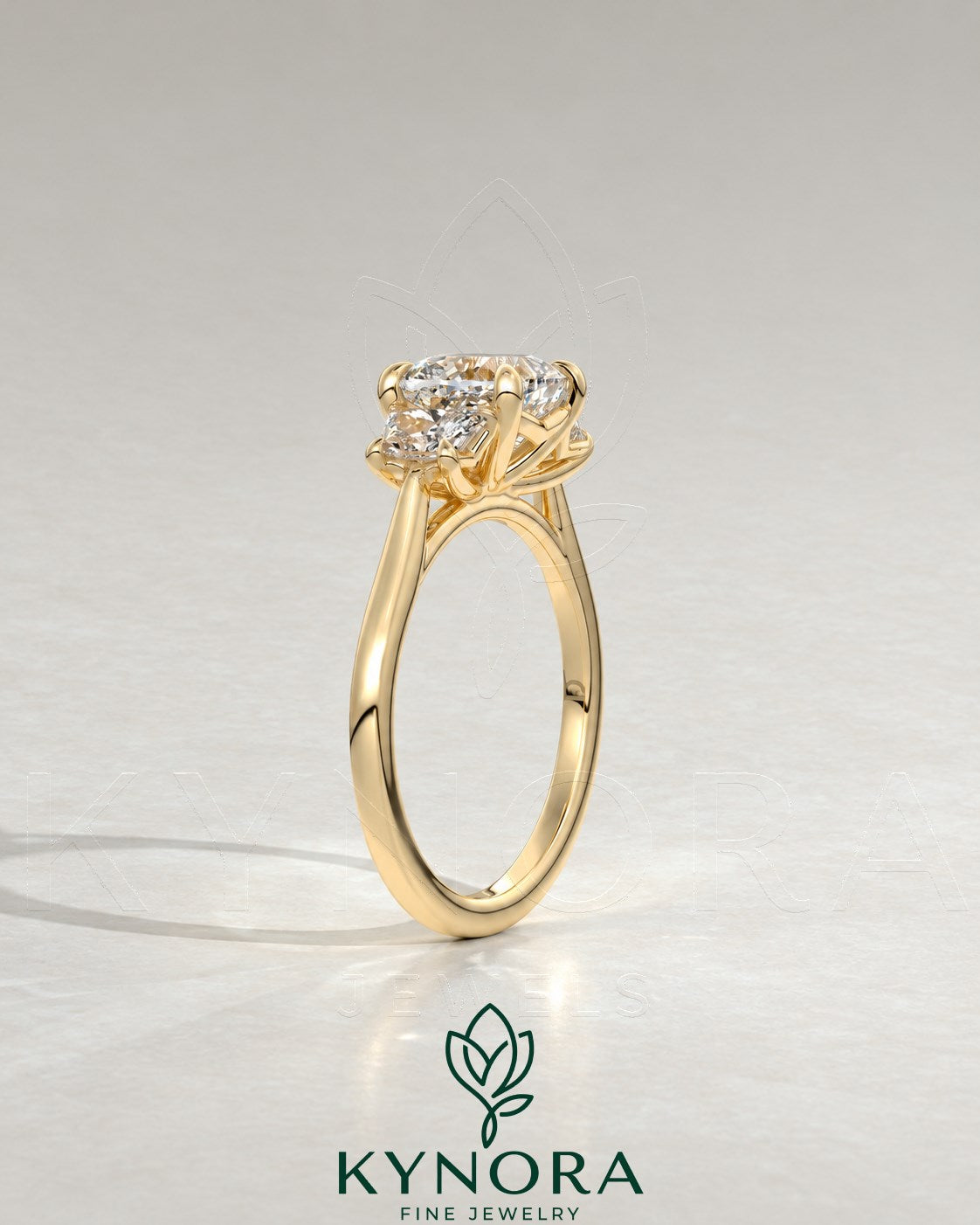 Cushion Cut Moissanite 3-Stone Engagement Ring in 925 Silver