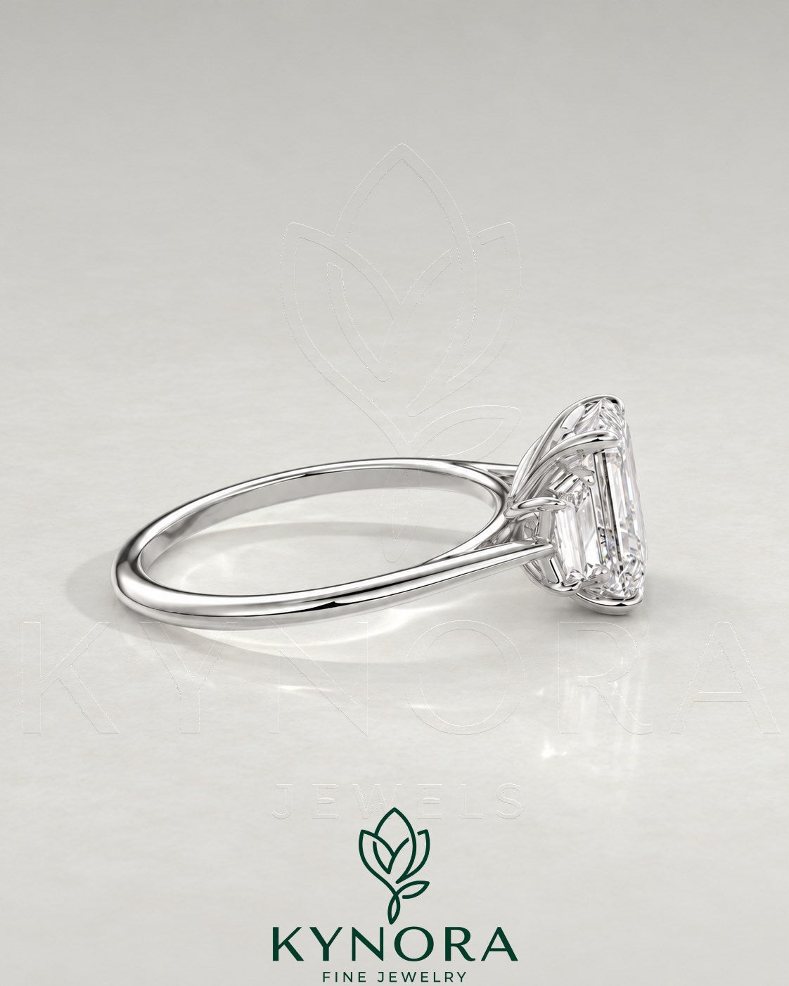 2-karätiger Solitär-Verlobungsring mit birnenförmigem Diamanten in Ost-West-Ausrichtung, Krappenfassung und geschwungener Ringschiene