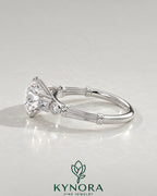 Vintage Round Moissanite Ornate Fluted Engagement Ring in 925 Silver