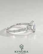 Vintage Round Moissanite Ornate Fluted Engagement Ring in 925 Silver
