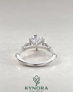 Vintage Round Moissanite Ornate Fluted Engagement Ring in 925 Silver