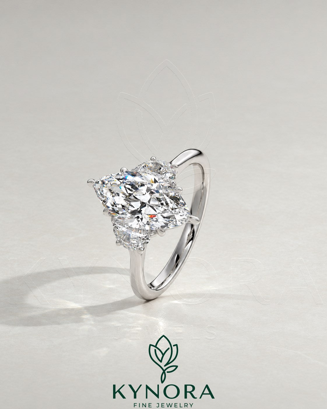 2-karätiger Solitär-Verlobungsring mit birnenförmigem Diamanten in Ost-West-Ausrichtung, Krappenfassung und geschwungener Ringschiene