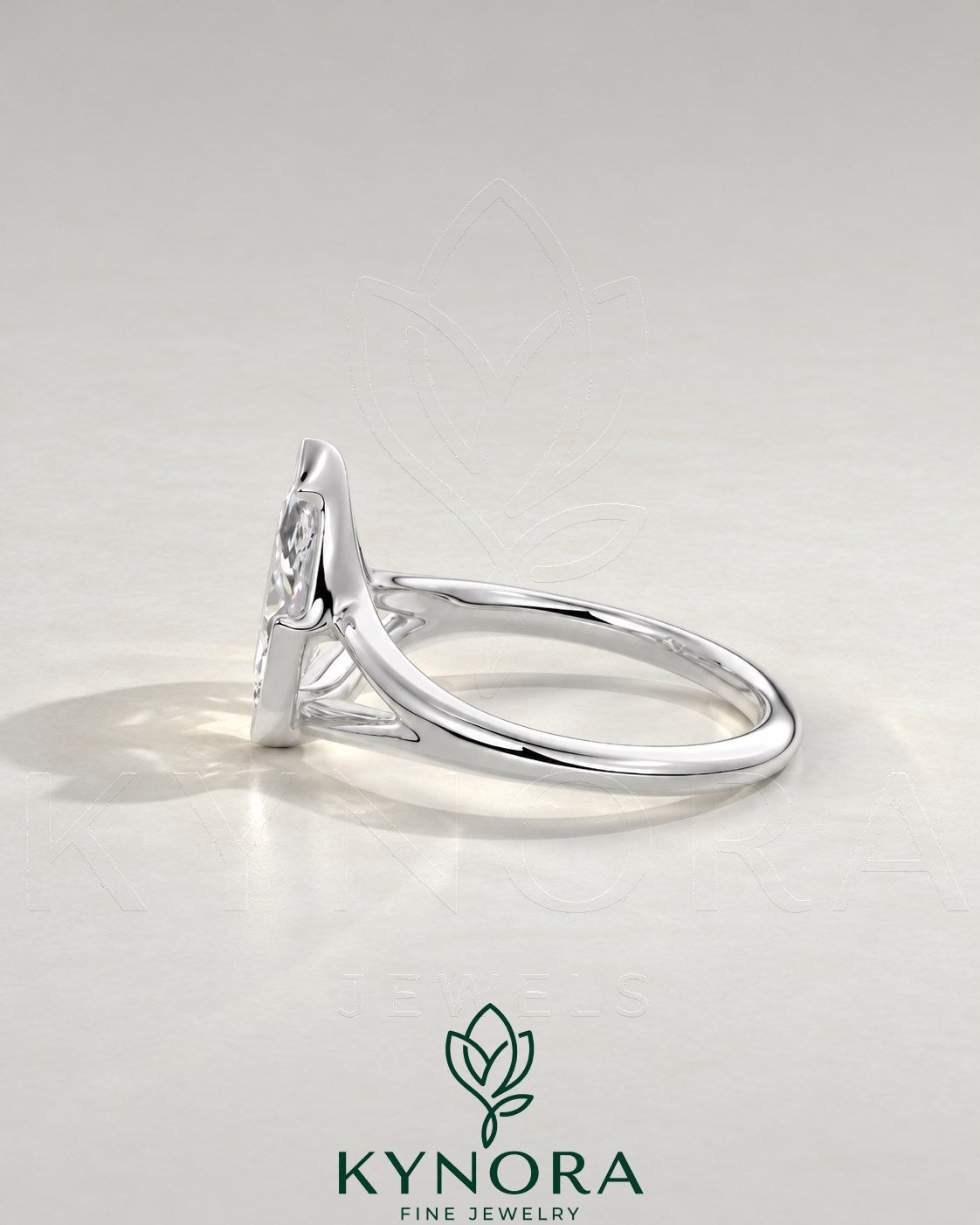 Kynora Marquise Moissanite Split Shank Engagement Ring in 925 Silver