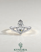 Kynora Marquise Moissanite Split Shank Engagement Ring in 925 Silver