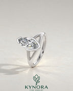 Kynora Marquise Moissanite Split Shank Engagement Ring in 925 Silver