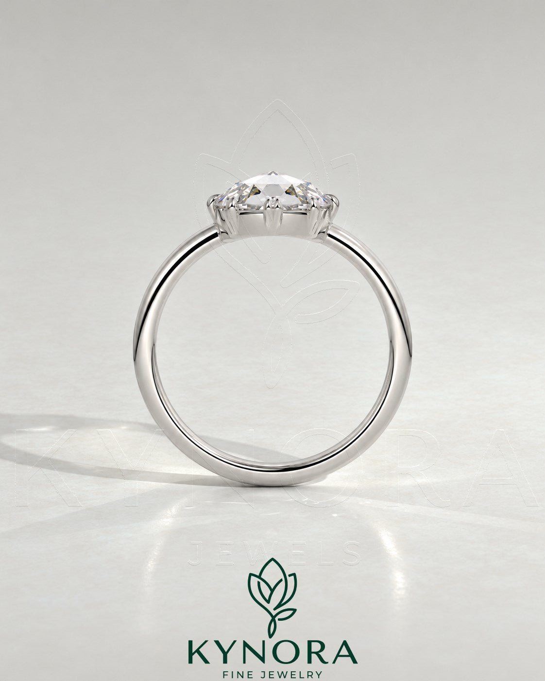 Vintage Round Rose Cut Moissanite Solitaire Engagement Ring in 925 Silver