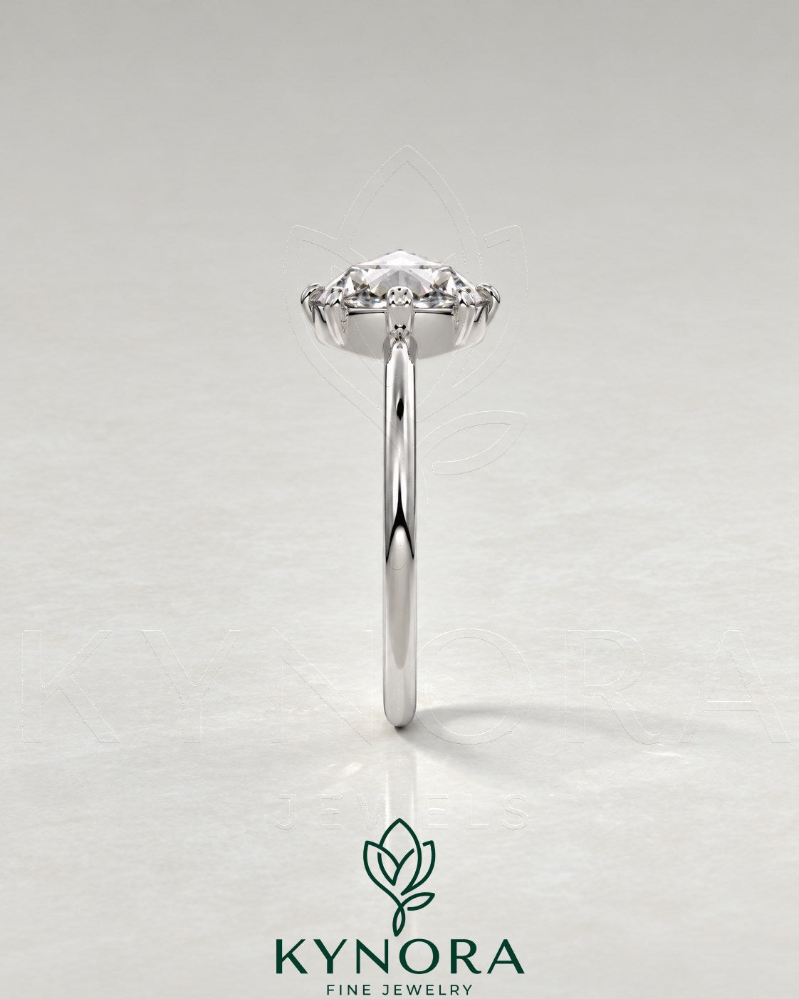Vintage Round Rose Cut Moissanite Solitaire Engagement Ring in 925 Silver