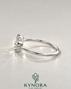 Vintage Round Rose Cut Moissanite Solitaire Engagement Ring in 925 Silver