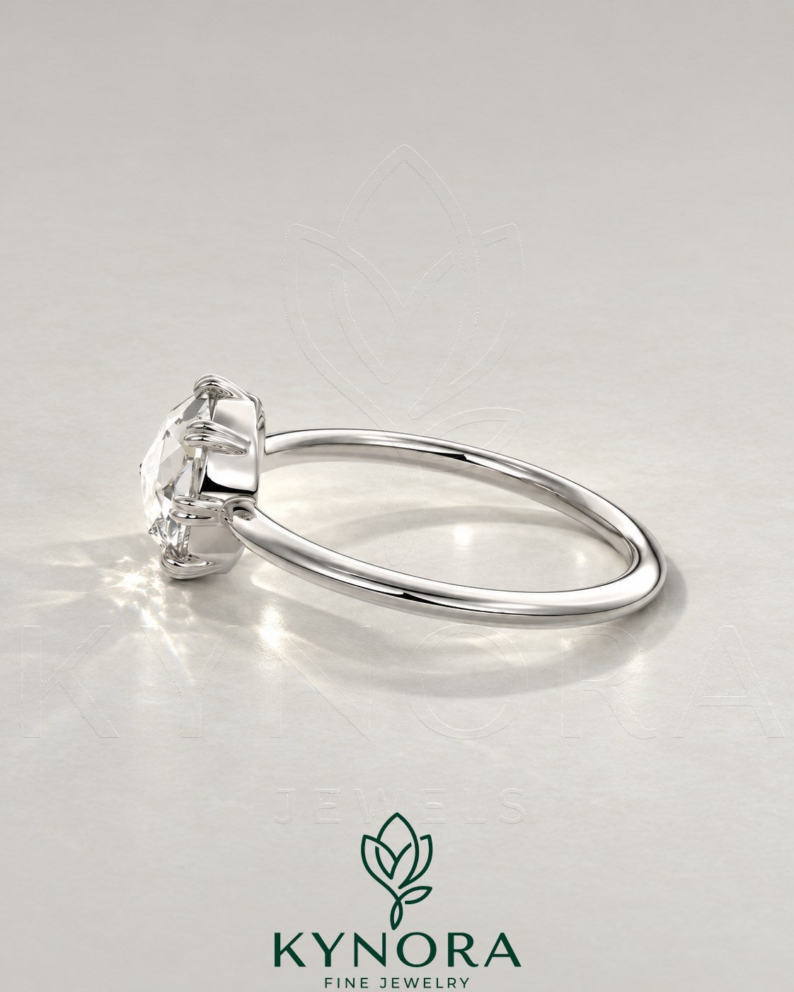 Vintage Round Rose Cut Moissanite Solitaire Engagement Ring in 925 Silver