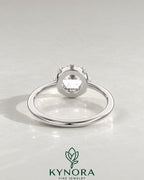 Vintage Round Rose Cut Moissanite Solitaire Engagement Ring in 925 Silver
