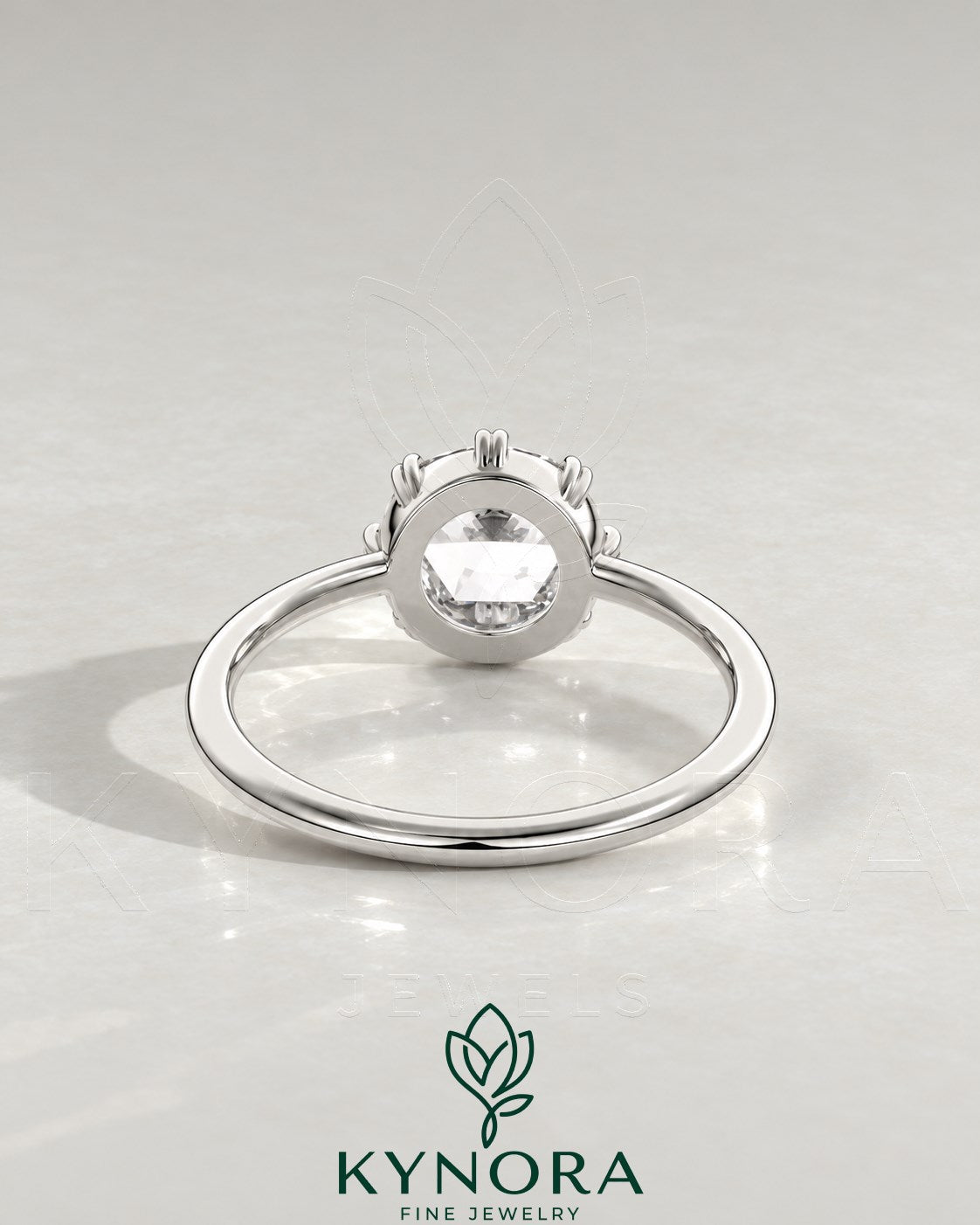 Vintage Round Rose Cut Moissanite Solitaire Engagement Ring in 925 Silver