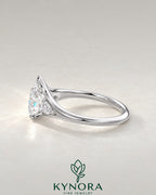 Pear Cut Moissanite 3-Stone Engagement Ring in 925 Silver