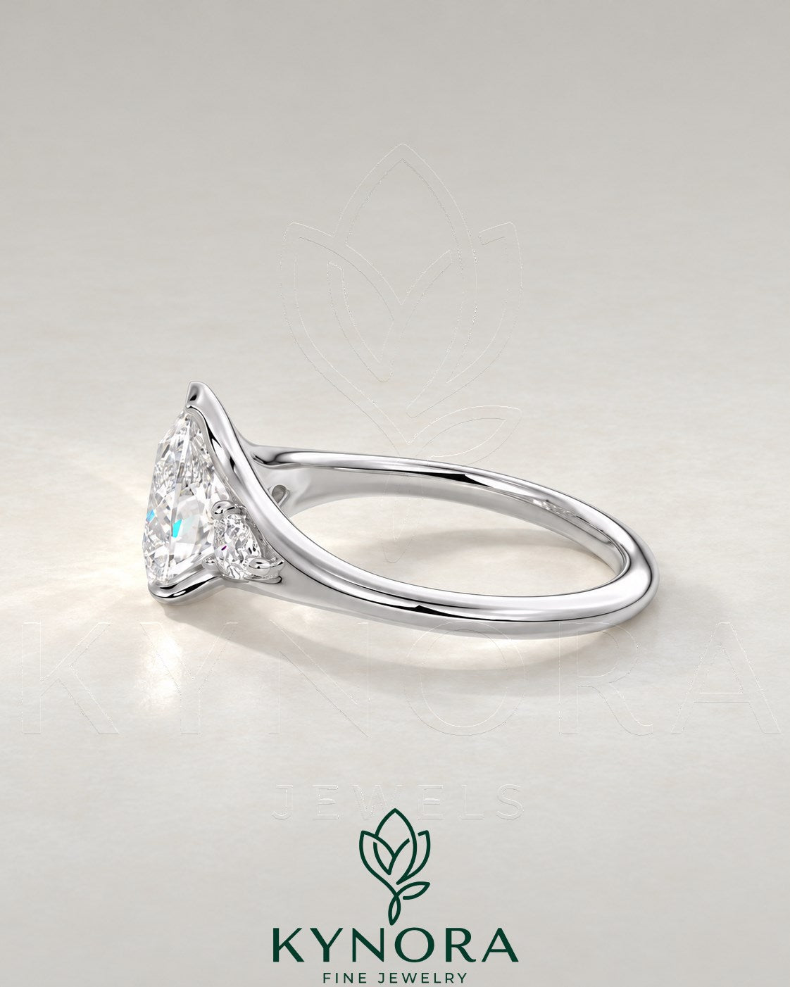 Pear Cut Moissanite 3-Stone Engagement Ring in 925 Silver