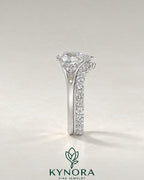 Pear Cut Moissanite 3-Stone Engagement Ring in 925 Silver