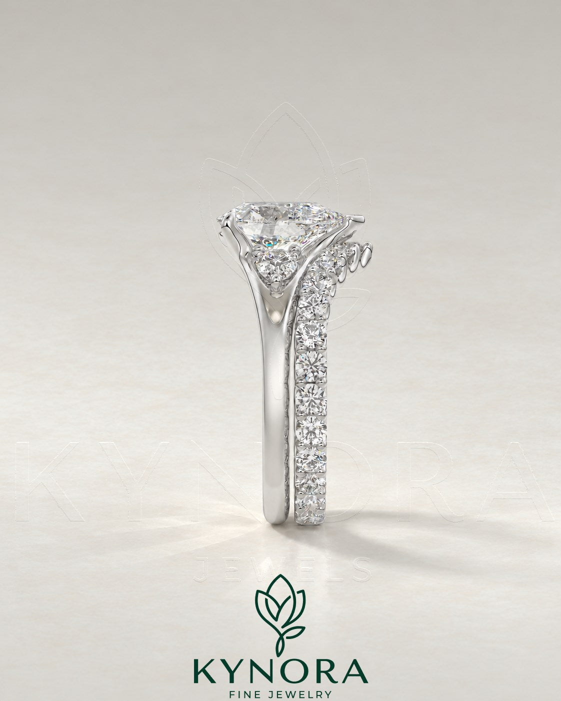 Pear Cut Moissanite 3-Stone Engagement Ring in 925 Silver