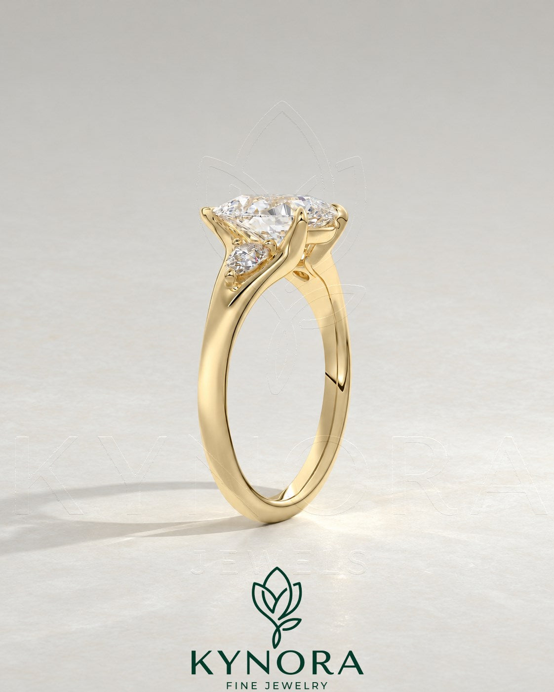 Pear Cut Moissanite 3-Stone Engagement Ring in 925 Silver