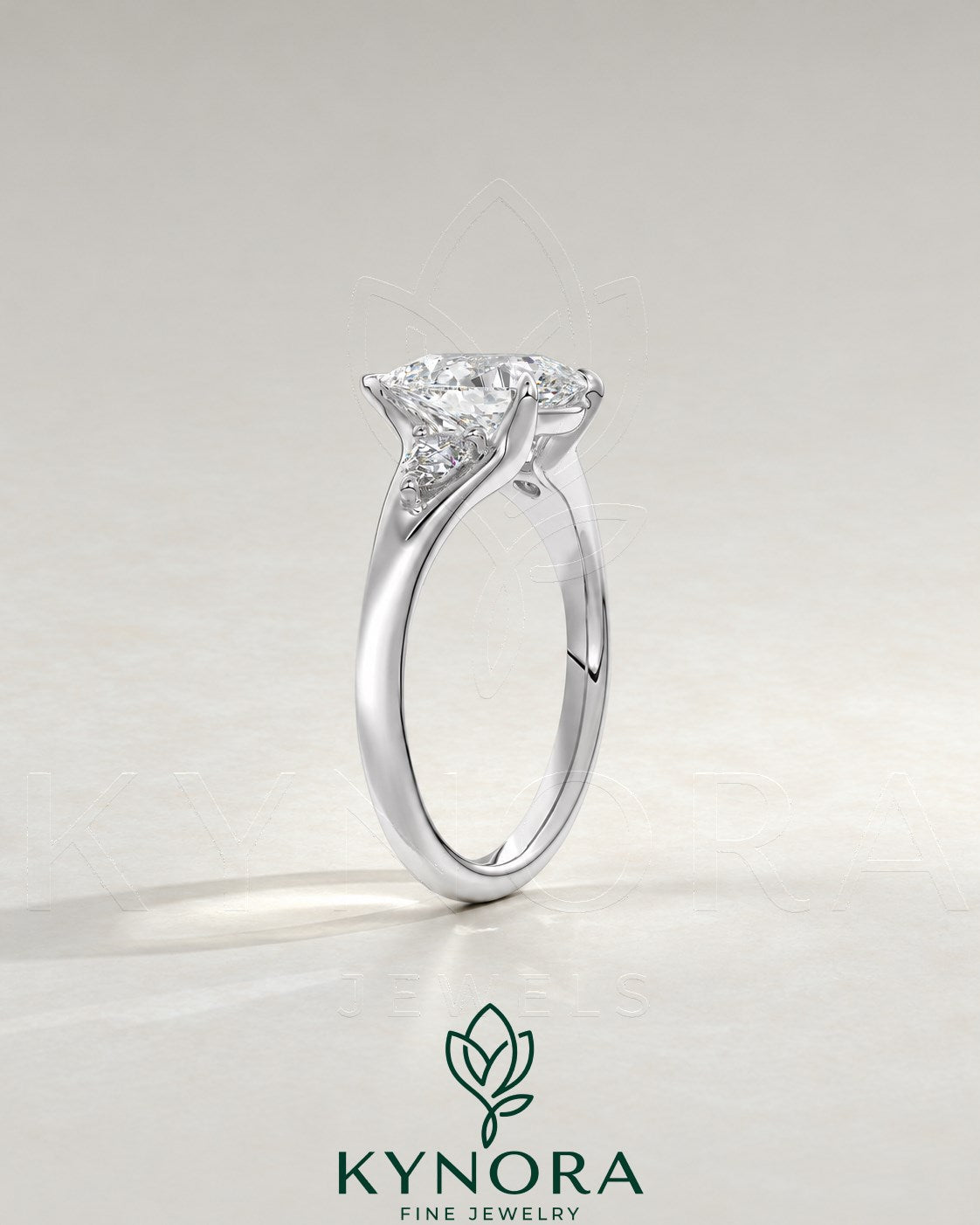 Pear Cut Moissanite 3-Stone Engagement Ring in 925 Silver