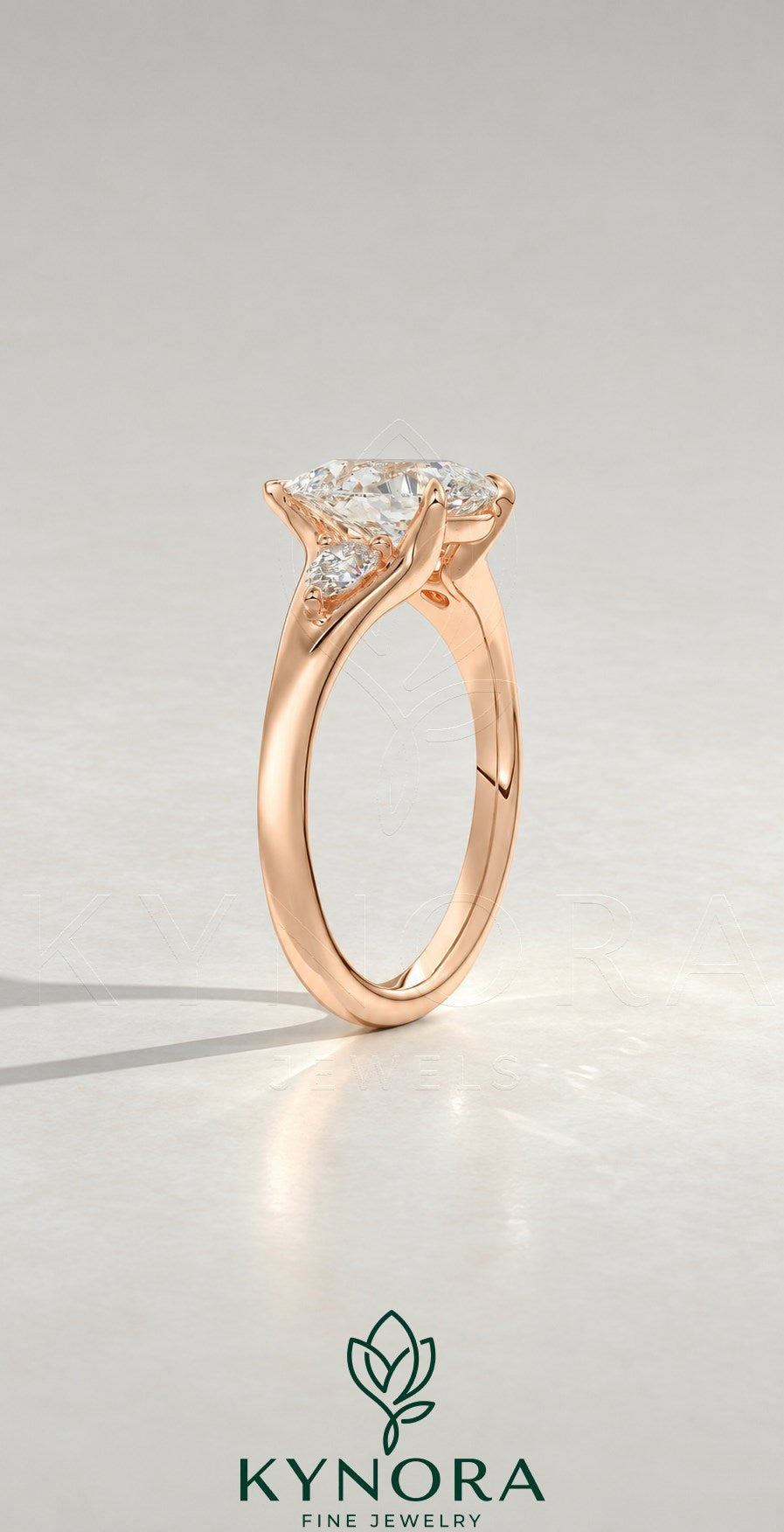 Pear Cut Moissanite 3-Stone Engagement Ring in 925 Silver