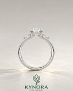 Pear Cut Moissanite 3-Stone Engagement Ring in 925 Silver