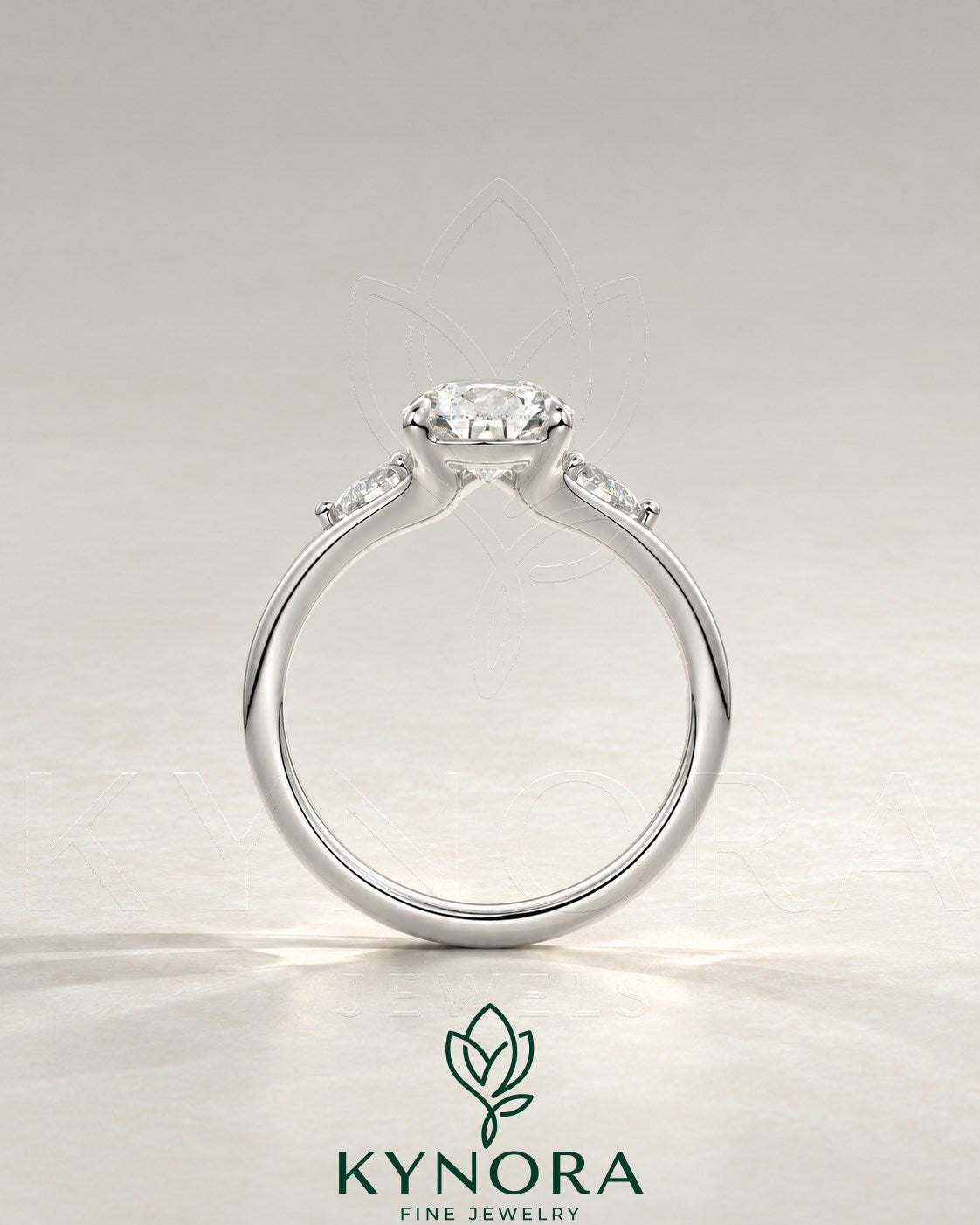 Pear Cut Moissanite 3-Stone Engagement Ring in 925 Silver