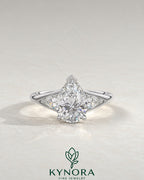 Pear Cut Moissanite 3-Stone Engagement Ring in 925 Silver