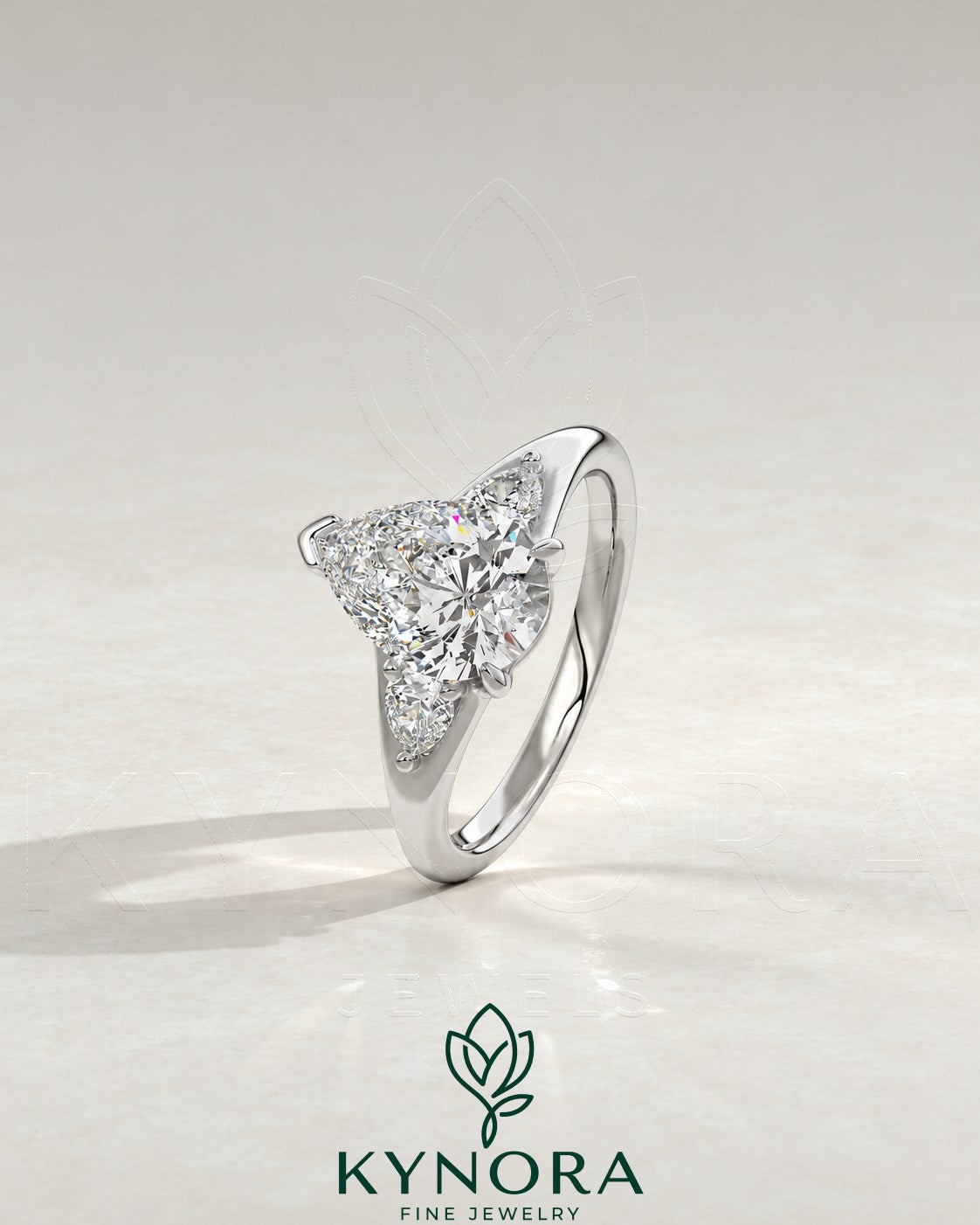 Pear Cut Moissanite 3-Stone Engagement Ring in 925 Silver