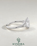 Pear Cut Moissanite 3-Stone Engagement Ring in 925 Silver