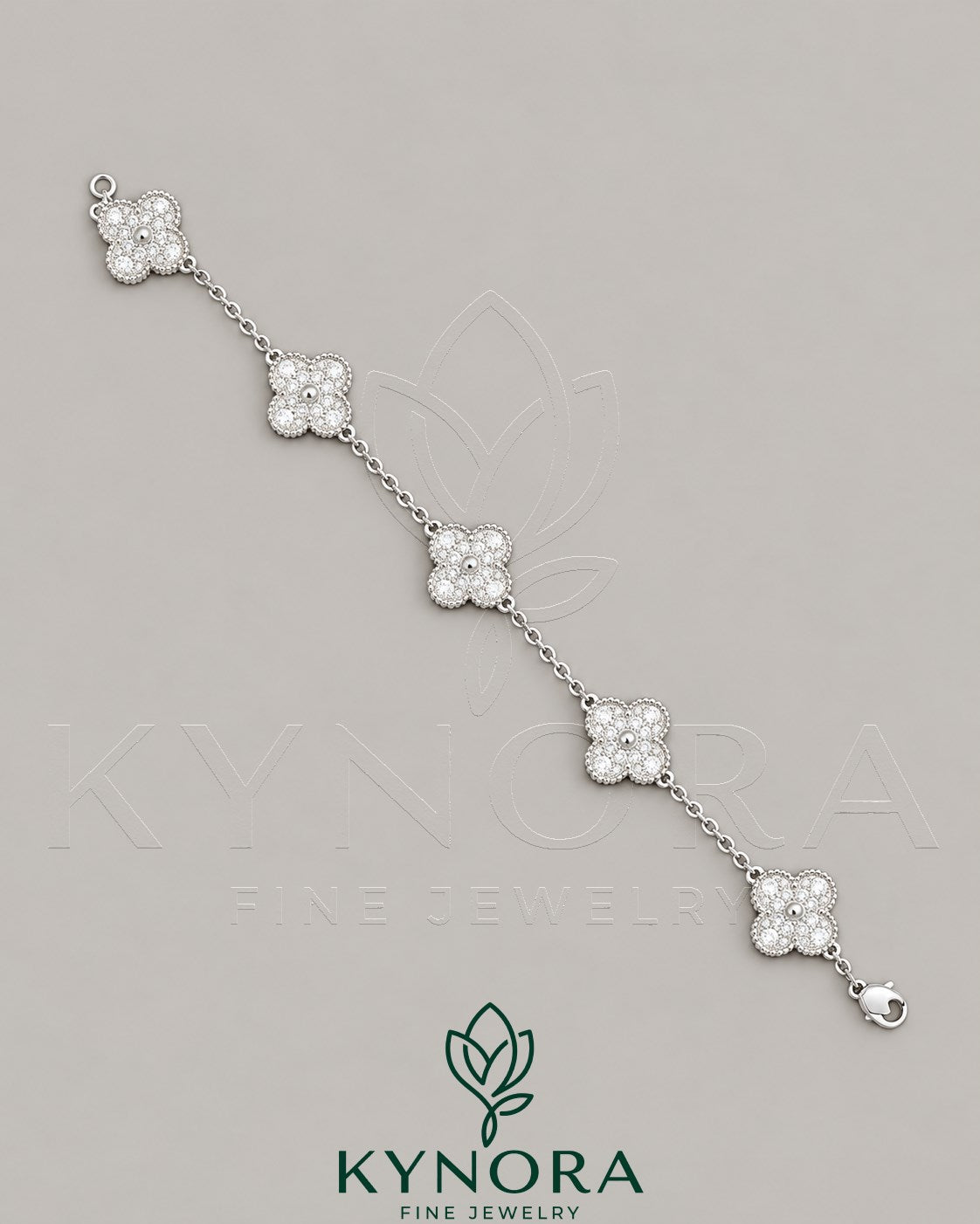 925 Sterling Silver Moissanite Diamond van claef Bracelet Secondary image