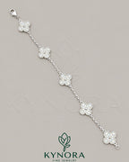 925 Sterling Silver Moissanite Diamond Hip Hop Bracelet with van clef design by Kynora Jewels