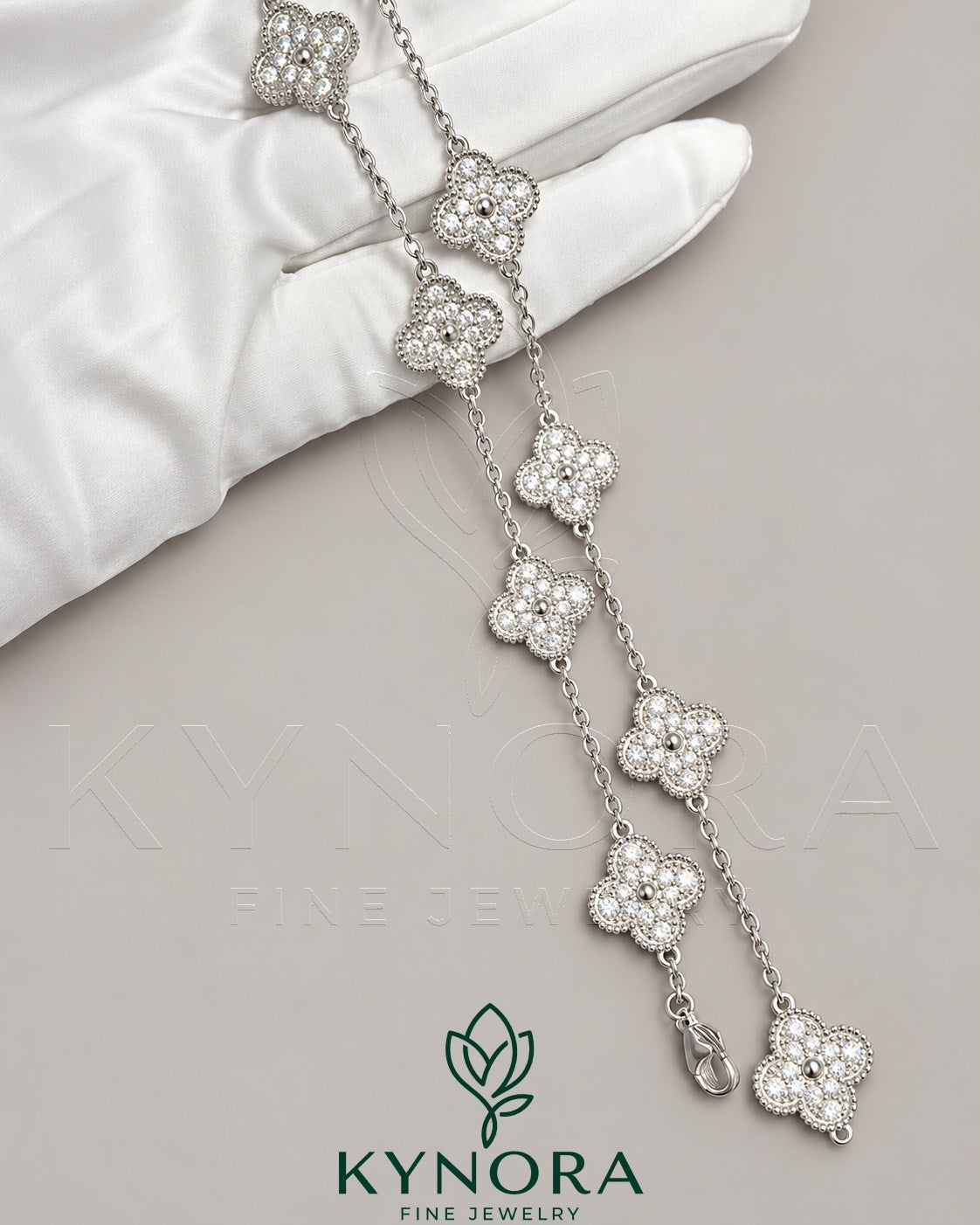 Sterling silver Moissanite diamond hip-hop bracelet by Kynora Jewels featuring a bold chain design and sparkling gemstone accents.