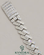18mm VVS1 moissanite diamond Miami Cuban bracelet for men in sterling silver by Kynora Jewels, featuring a hip-hop style design.