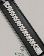 18mm VVS1 Moissanite diamond Miami Cuban bracelet for men in sterling silver, featuring a bold hip-hop style design by Kynora Jewels