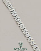 18mm VVS1 Moissanite diamond Miami Cuban bracelet for men in 925 sterling silver, featuring a sleek hip hop style by Kynora Jewels.