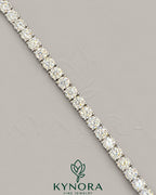 Kynora Jewels 5mm round cut VVS1 Moissanite diamond hip hop tennis bracelet with sparkling stones and silver-tone setting.