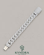 20mm Moissanite diamond Sterling silver Cuban hip hop bracelet with sparkling stones and bold chain links.