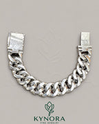20mm Moissanite diamond sterling silver Cuban hip hop bracelet with large sparkling stones and bold chain links.