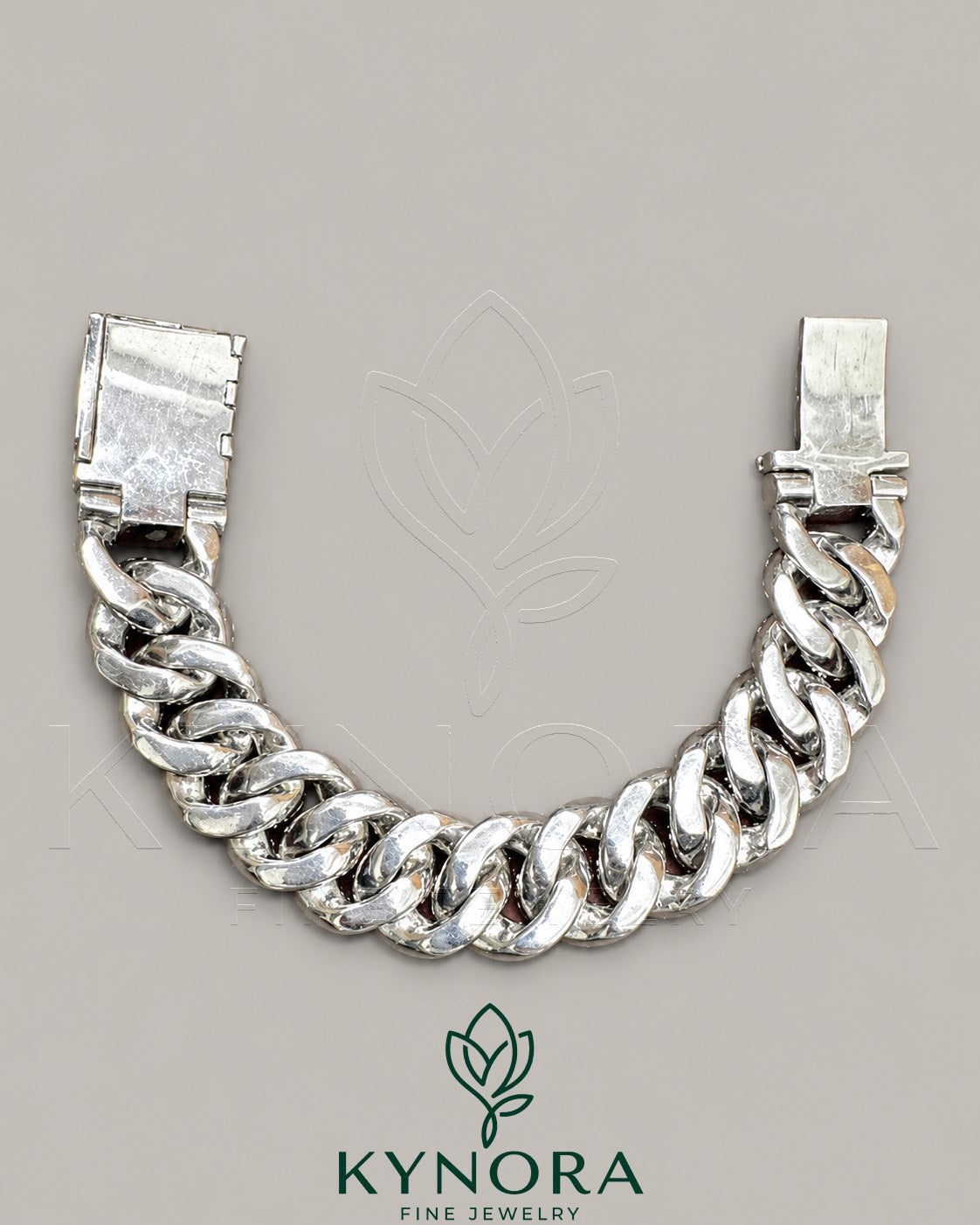 20mm Moissanite diamond sterling silver Cuban hip hop bracelet with large sparkling stones and bold chain links.