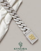 VVS1 moissanite diamond sterling silver Miami Cuban box lock bracelet featuring custom hip-hop style design by Kynora Jewels