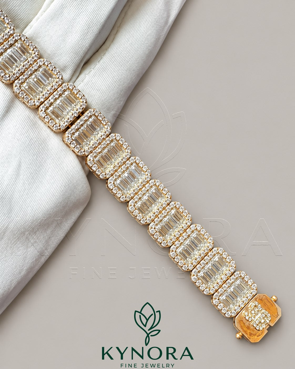 13mm VVS Moissanite sterling silver hip hop tennis bracelet with sparkling stones, featuring a bold and stylish design by Kynora Jewels.