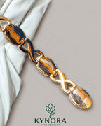 Unisex 12mm iced out infinity evil eye sterling silver bracelet by Kynora Jewels with sparkling cubic zirconia accents.